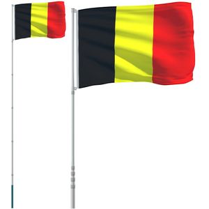 vidaXL Vlag met vlaggenmast België 5,55 m aluminium