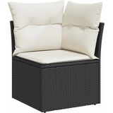 vidaXL - 9-delige - Loungeset - met - kussens - poly - rattan - acacia - zwart