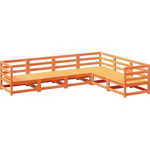 vidaXL 6-delige Loungeset massief grenenhout wasbruin