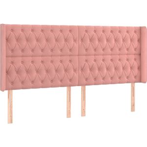 vidaXL Hoofdbord met randen 203x16x118/128 cm fluweel roze