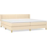 vidaXL Boxspring met matras stof crèmekleurig 200x200 cm