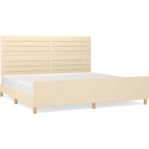 vidaXL Bedframe zonder matras stof crèmekleurig 200x200 cm