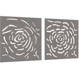 vidaXL Wanddecoratie tuin 2 st rozenontwerp 55x55 cm cortenstaal
