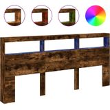 vidaXL - Hoofdbordkast - met - LED-verlichting - 220x17x102 - cm - gerookt - eiken