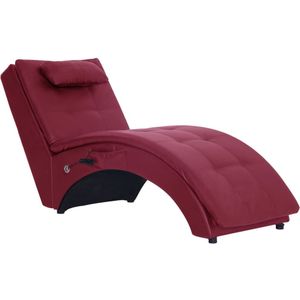 vidaXL Massage chaise longue met kussen kunstleer wijnrood