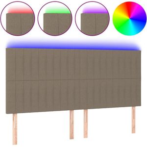 vidaXL Hoofdbord LED 200x5x118/128 cm stof taupe