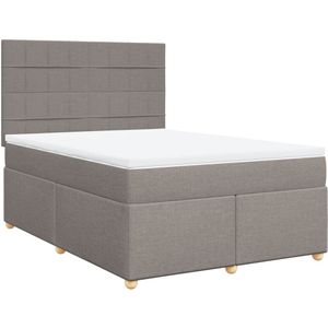 vidaXL Boxspring met matras stof taupe 160x200 cm