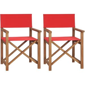 VidaXL Regisseursstoelen 2 st Massief Teakhout Rood