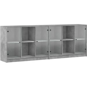 VidaXL-Boekenkast-met-deuren-204x37x75-cm-bewerkt-hout-betongrijs
