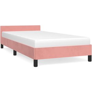 vidaXL Bedframe met hoofdeinde zonder matras 90x200 cm fluweel roze