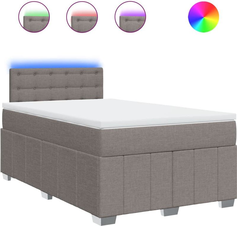 vidaXL Boxspring met matras stof taupe 120x190 cm
