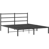 vidaXL Bedframe met hoofdbord metaal zwart 150x200 cm