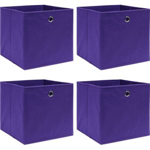 vidaXL Opbergboxen 4 st 32x32x32 cm stof paars