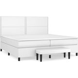 vidaXL Boxspring met matras kunstleer wit 200x200 cm