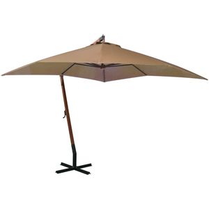 VidaXL Zweefparasol 3x3m Massief Vurenhout Taupe