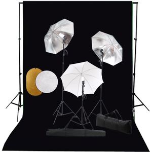 vidaXL Fotostudioset met lampen, paraplu's, achtergrond en reflector