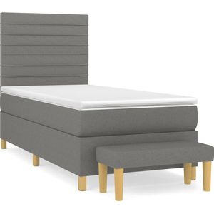 vidaXL Boxspring met matras stof donkergrijs 80x200 cm