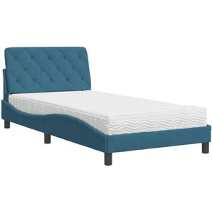 vidaXL Bed met matras fluweel blauw 100x200 cm