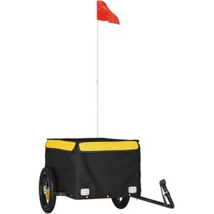 vidaXL Fietstrailer 30 kg ijzer zwart en geel