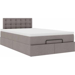 vidaXL Ottoman bed met matras 120x190 cm stof taupe