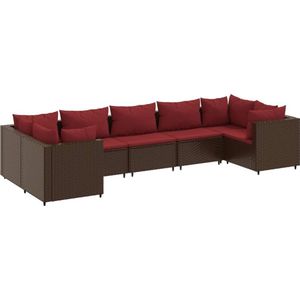 vidaXL 7-delige Loungeset met kussens poly rattan bruin