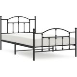 vidaXL Bedframe met hoofd- en voeteneinde metaal zwart 107x203 cm