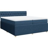 vidaXL Boxspring met matras stof blauw 200x200 cm