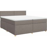 vidaXL Boxspring met matras stof taupe 200x200 cm