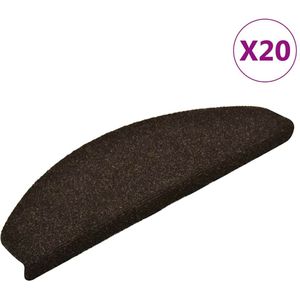 vidaXL Trapmatten Zelfklevend 20 stuks 65x21x4 cm Donkerbruin Halfrond Groot