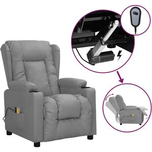 vidaXL Massagestoel elektrisch kunstleer grijs