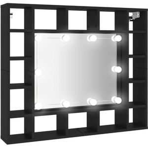 vidaXL Spiegelkast met LED-verlichting 91x15x76,5 cm zwart
