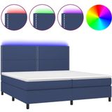 vidaXL Boxspring met matras en LED stof blauw 200x200 cm