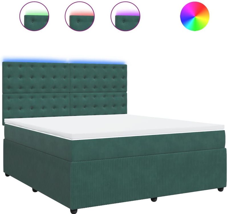 vidaXL Boxspring met matras fluweel donkergroen 180x200 cm