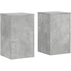 vidaXL Plantenstandaards 2 st 30x30x50 cm bewerkt hout betongrijs