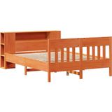vidaXL Bed met boekenkast zonder matras grenenhout wasbruin 140x200 cm