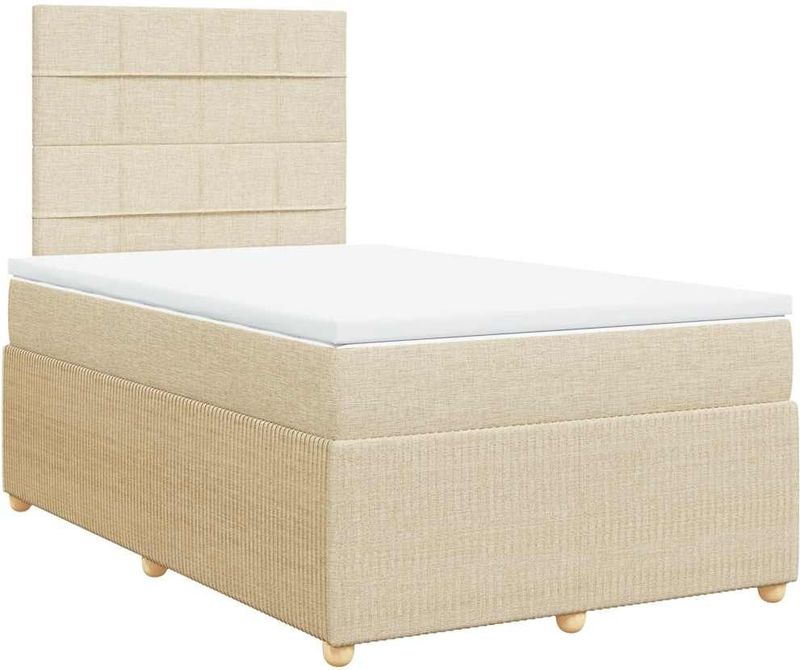 vidaXL Boxspring met matras stof crèmekleurig 120x200 cm