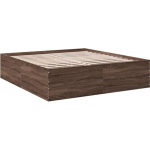 vidaXL Bedframe bewerkt hout bruin eikenkleur 200x200 cm