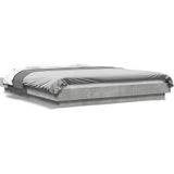 vidaXL Bedframe met LED-verlichting bewerkt hout betongrijs 160x200 cm