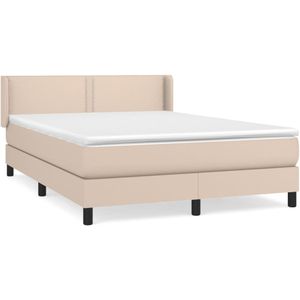 vidaXL Boxspring met matras kunstleer cappuccinokleurig 140x200 cm