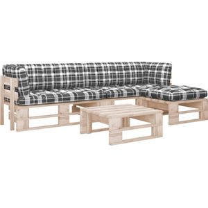 vidaXL 4-delige Loungeset pallet met kussens geïmpregneerd grenenhout