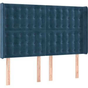 vidaXL - Hoofdbord - met - randen - 147x16x118/ - cm - fluweel - donkerblauw