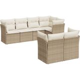 vidaXL - 7-delige - Loungeset - met - kussens - poly - rattan - beige