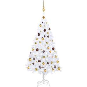 vidaXL Kunstkerstboom met verlichting en kerstballen 150 cm PVC wit