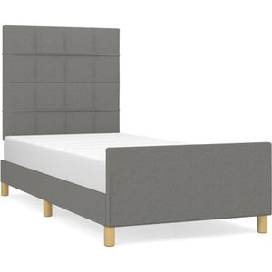 vidaXL Bedframe zonder matras 90x190 cm stof donkergrijs