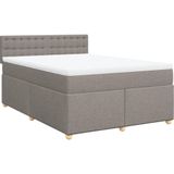 vidaXL Boxspring met matras stof taupe 160x200 cm