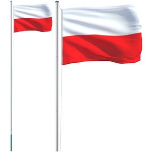 vidaXL Vlag met vlaggenmast Polen 6,23 m aluminium