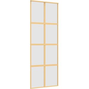 vidaXL Schuifdeur 76x205 cm mat ESG-glas en aluminium goudkleurig