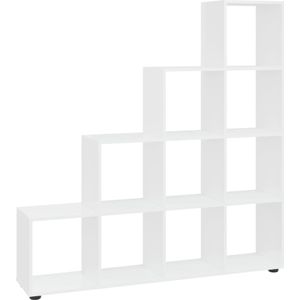 vidaXL Boekenkast trapvormig 142 cm bewerkt hout hoogglans wit