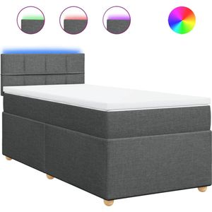 vidaXL Boxspring met matras stof donkergrijs 90x190 cm
