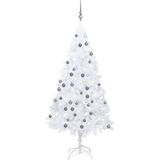 vidaXL Kunstkerstboom met verlichting en kerstballen 150 cm PVC wit